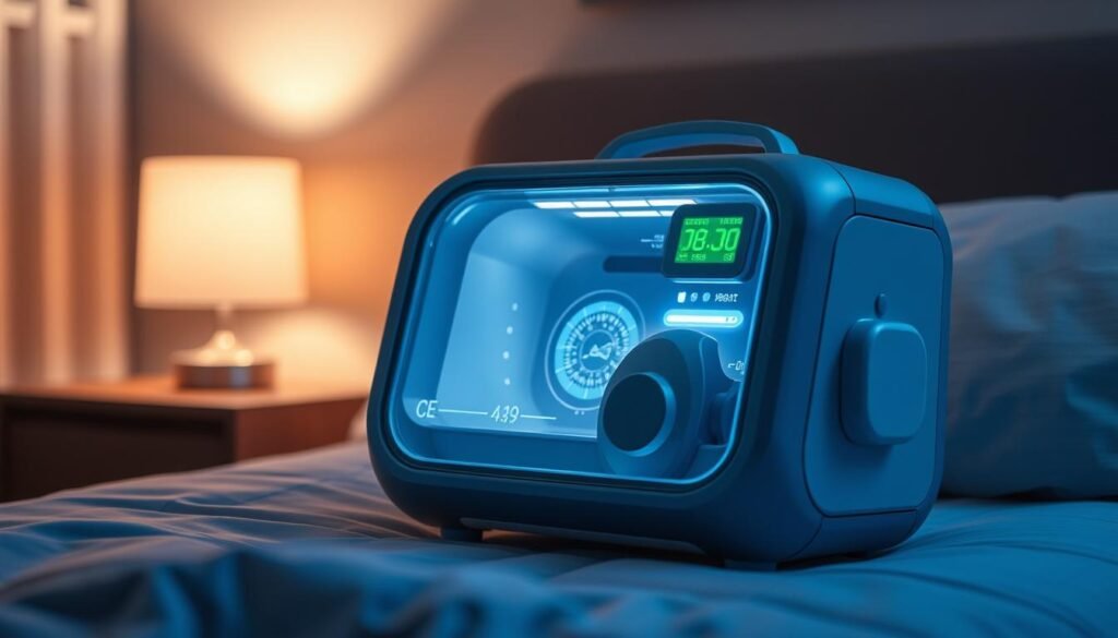 生成圖片：旅行中的睡眠呼吸機