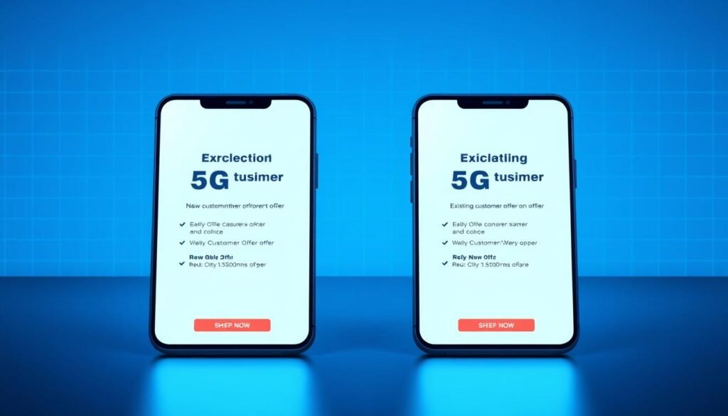 A sleek, modern visual depicting the "5G Plan優惠比較" for Telecombrother. A clean, minimalist layout showcases two side-by-side smartphone screens, one displaying the new customer offer and the other the existing customer offer. The screens are bathed in a cool, blue-tinted lighting, creating a 5G-inspired aesthetic. The background features a subtle grid pattern, suggesting the interconnected nature of 5G technology. The overall composition conveys a sense of clarity, highlighting the key differences between the two offers in a visually compelling way. A sleek, modern visual depicting the "5G Plan優惠比較" for Telecombrother. A clean, minimalist layout showcases two side-by-side smartphone screens, one displaying the new customer offer and the other the existing customer offer. The screens are bathed in a cool, blue-tinted lighting, creating a 5G-inspired aesthetic. The background features a subtle grid pattern, suggesting the interconnected nature of 5G technology. The overall composition conveys a sense of clarity, highlighting the key differences between the two offers in a visually compelling way.