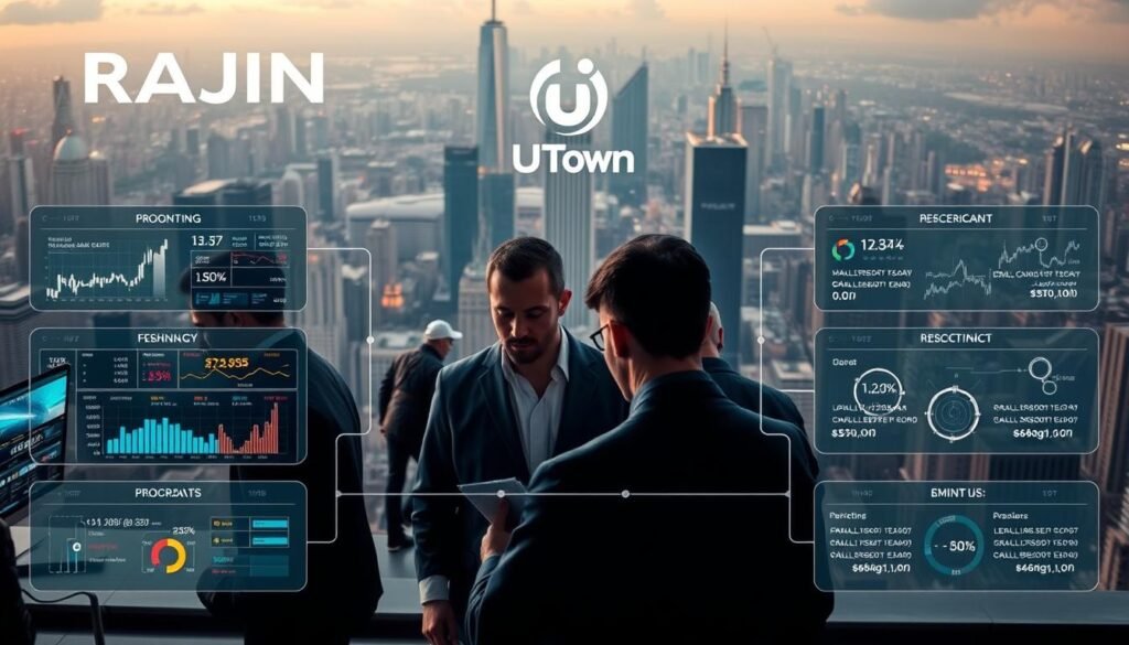 A strategic diagram depicting the key elements of the "Raijin Signal" betting prediction system. In the foreground, a sleek, futuristic interface showcases various data visualizations and analytical tools. In the middle ground, a group of traders intently study the information, their expressions focused and determined. In the background, an expansive cityscape with the UTown logo prominently displayed, symbolizing the system's widespread adoption and integration within the financial landscape. Realistic lighting, a cinematic camera angle, and a sense of dynamic energy convey the power and sophistication of this revolutionary betting strategy. A strategic diagram depicting the key elements of the "Raijin Signal" betting prediction system. In the foreground, a sleek, futuristic interface showcases various data visualizations and analytical tools. In the middle ground, a group of traders intently study the information, their expressions focused and determined. In the background, an expansive cityscape with the UTown logo prominently displayed, symbolizing the system's widespread adoption and integration within the financial landscape. Realistic lighting, a cinematic camera angle, and a sense of dynamic energy convey the power and sophistication of this revolutionary betting strategy.